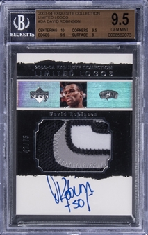 2003-04 UD "Exquisite Collection" Limited Logos #DA David Robinson Signed Game Used Patch Card (#43/75) – BGS GEM MINT 9.5/BGS 10